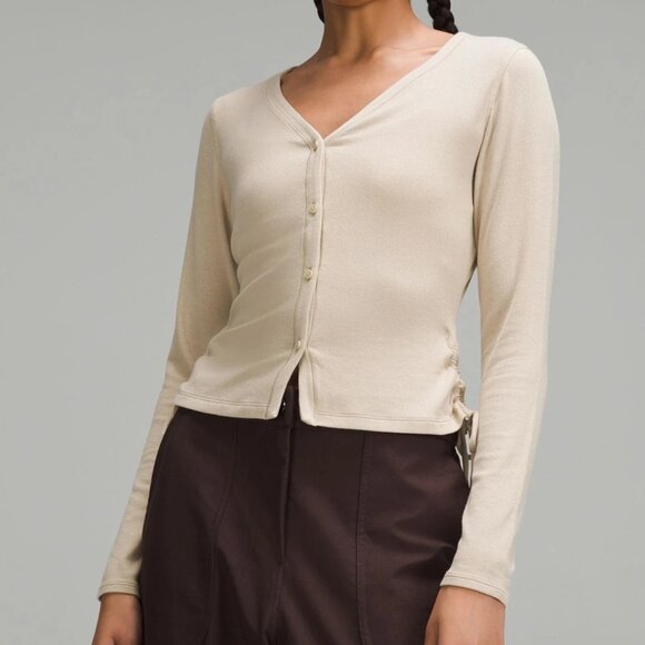 NEW Lululemon Side-Cinch Ribbed Cardigan in Trench size 2 - Picture 1 of 6